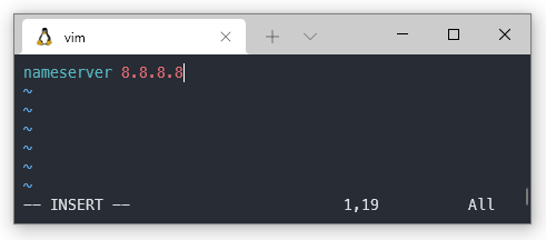 Terminal menampilkan file  resolv.conf